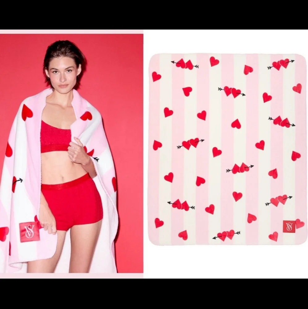❤️ VICTORIA'S SECRET Cozy Fleece Sherpa VALENTINES DAY THROW BLANKET ❤️